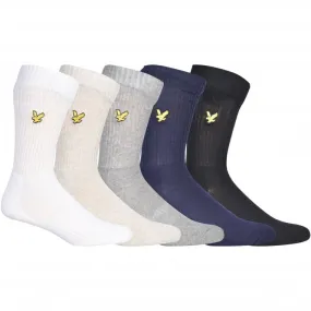 5-Pack Golden Eagle Logo Sports Socks, Black/Grey/White/Navy