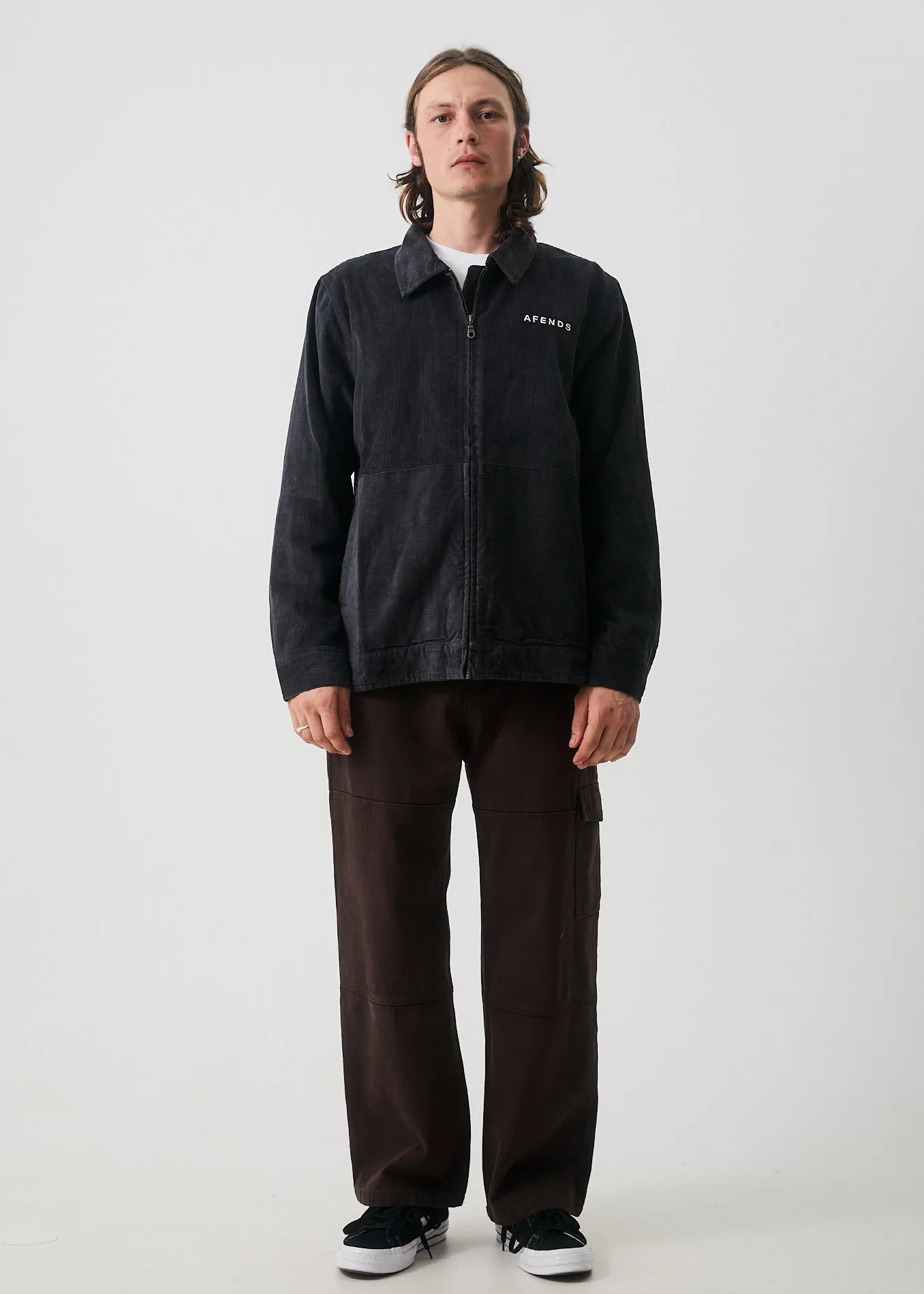 AFENDS Mens Mass - Hemp Corduroy Coach Jacket - Raven
