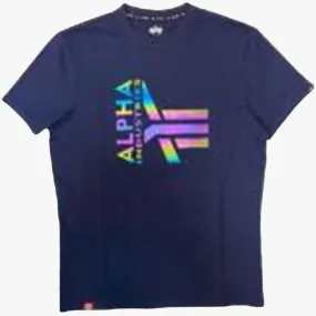 Alpha Industries Mens Half Logo Rain Shorts Sleeve Tee Navy