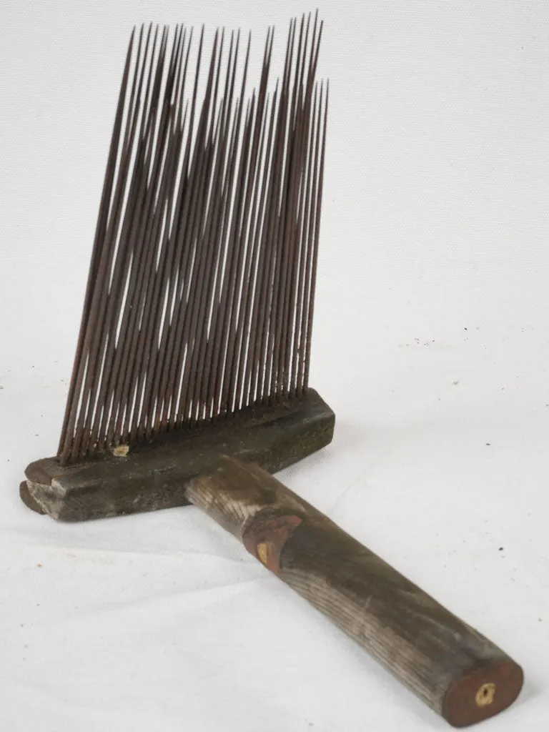 Antique French hemp comb / carder 11"