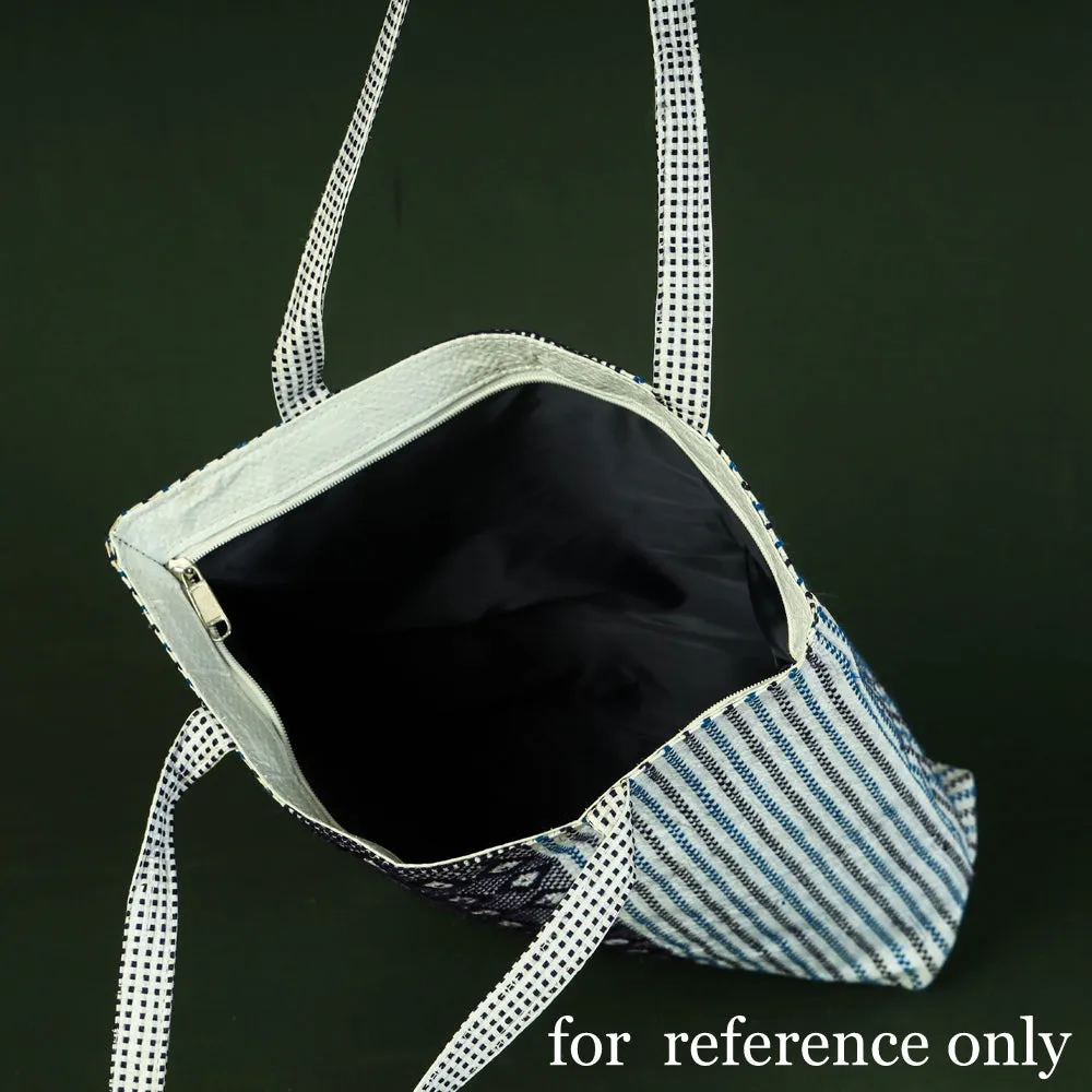 Beige - Taat Wool Thread Hand Embroidered Upcycled Shoulder Bag