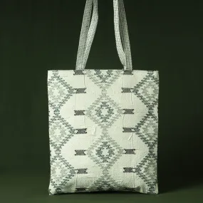 Beige - Taat Wool Thread Hand Embroidered Upcycled Shoulder Bag