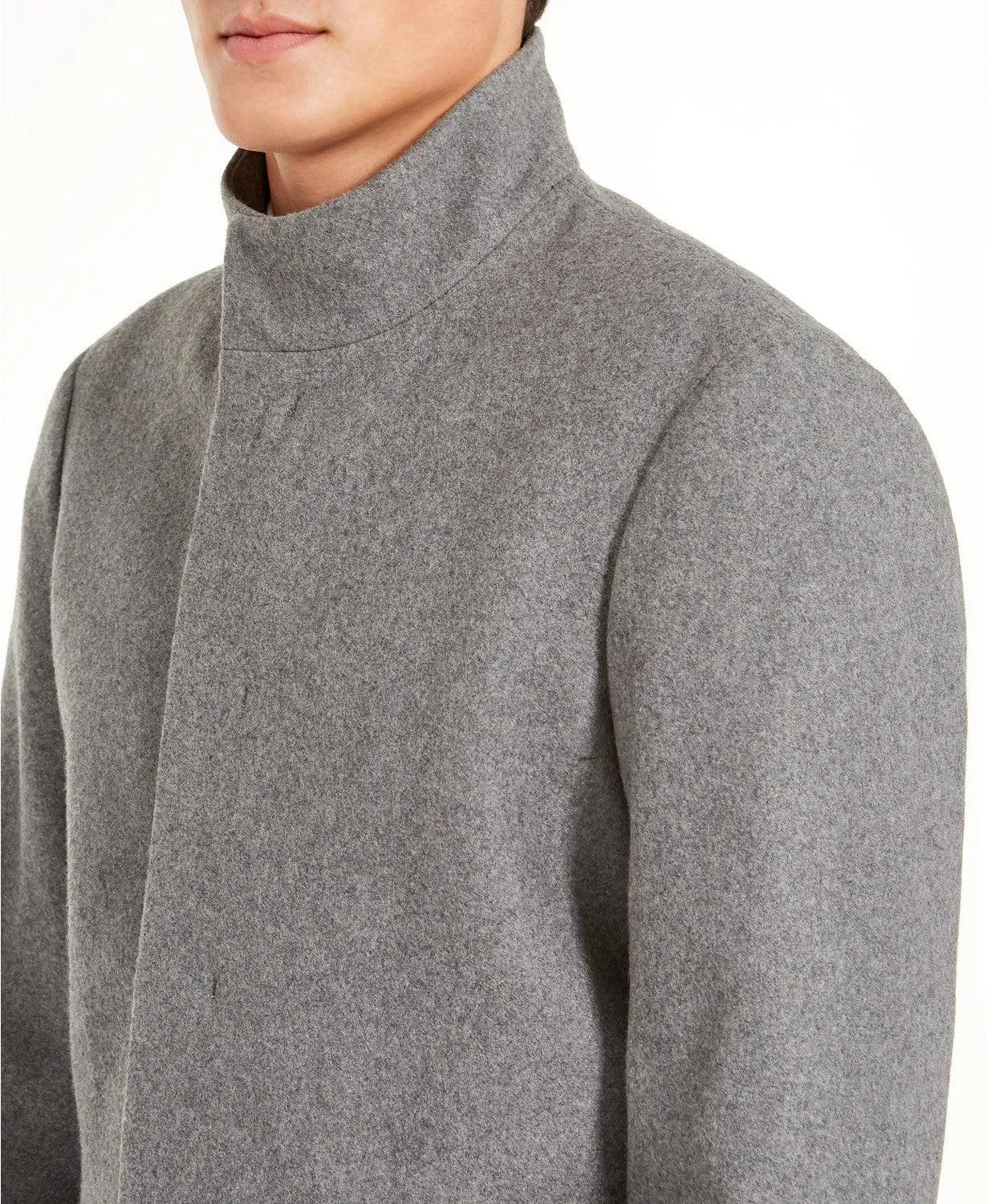 Calvin Klein Mens Slim fit Overcoat Coat 44 R Grey Solid