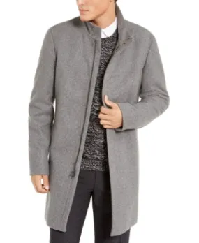 Calvin Klein Mens Slim fit Overcoat Coat 44 R Grey Solid