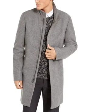 Calvin Klein Mens Slim fit Overcoat Coat 44 R Grey Solid