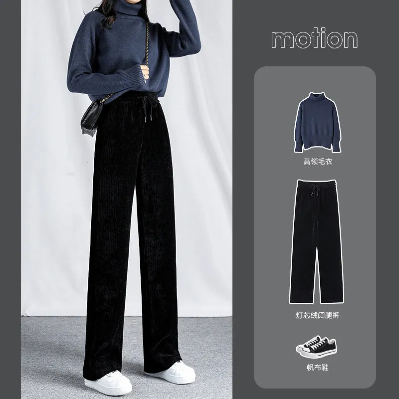 Chenille corduroy wide-leg pants