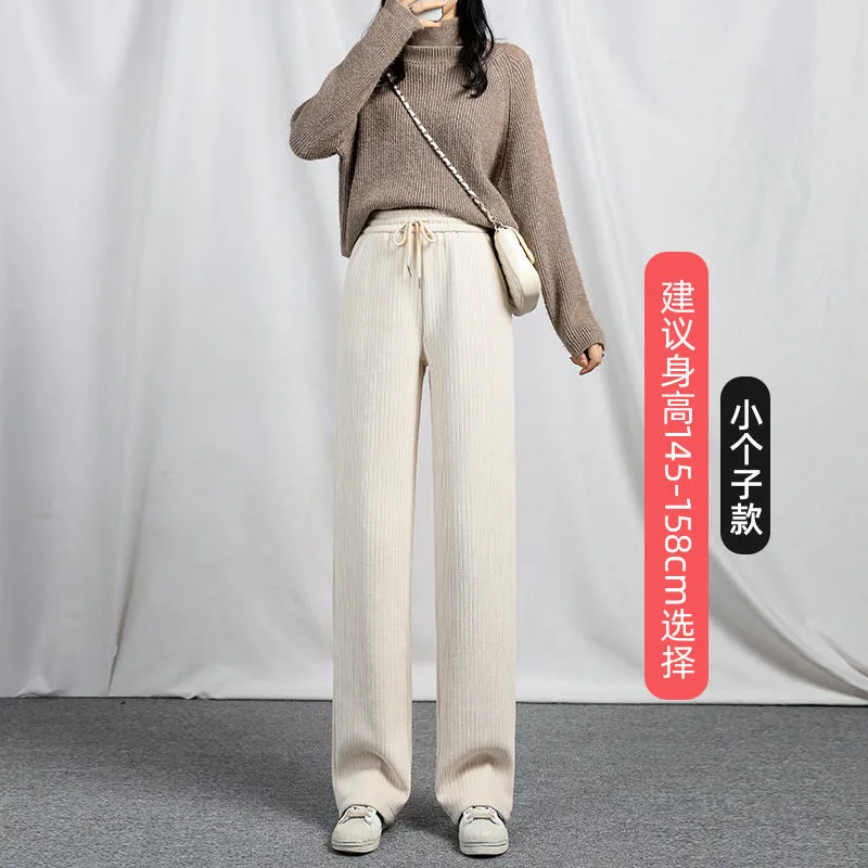 Chenille corduroy wide-leg pants