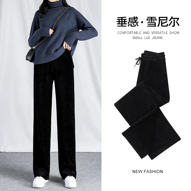 Chenille corduroy wide-leg pants