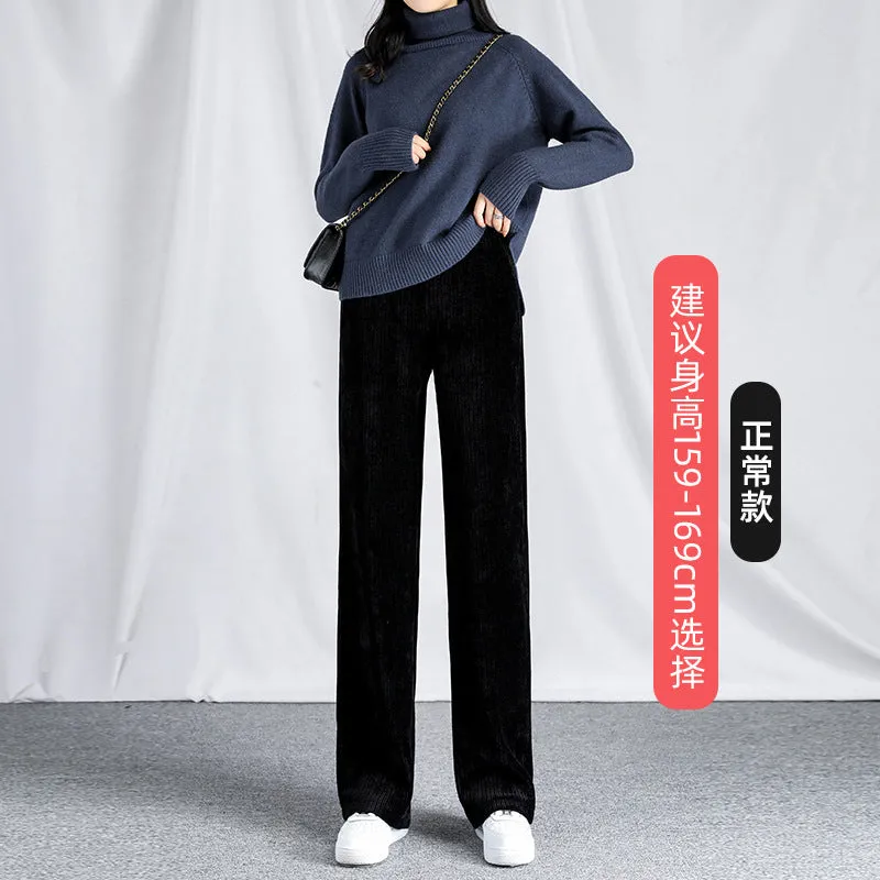 Chenille corduroy wide-leg pants