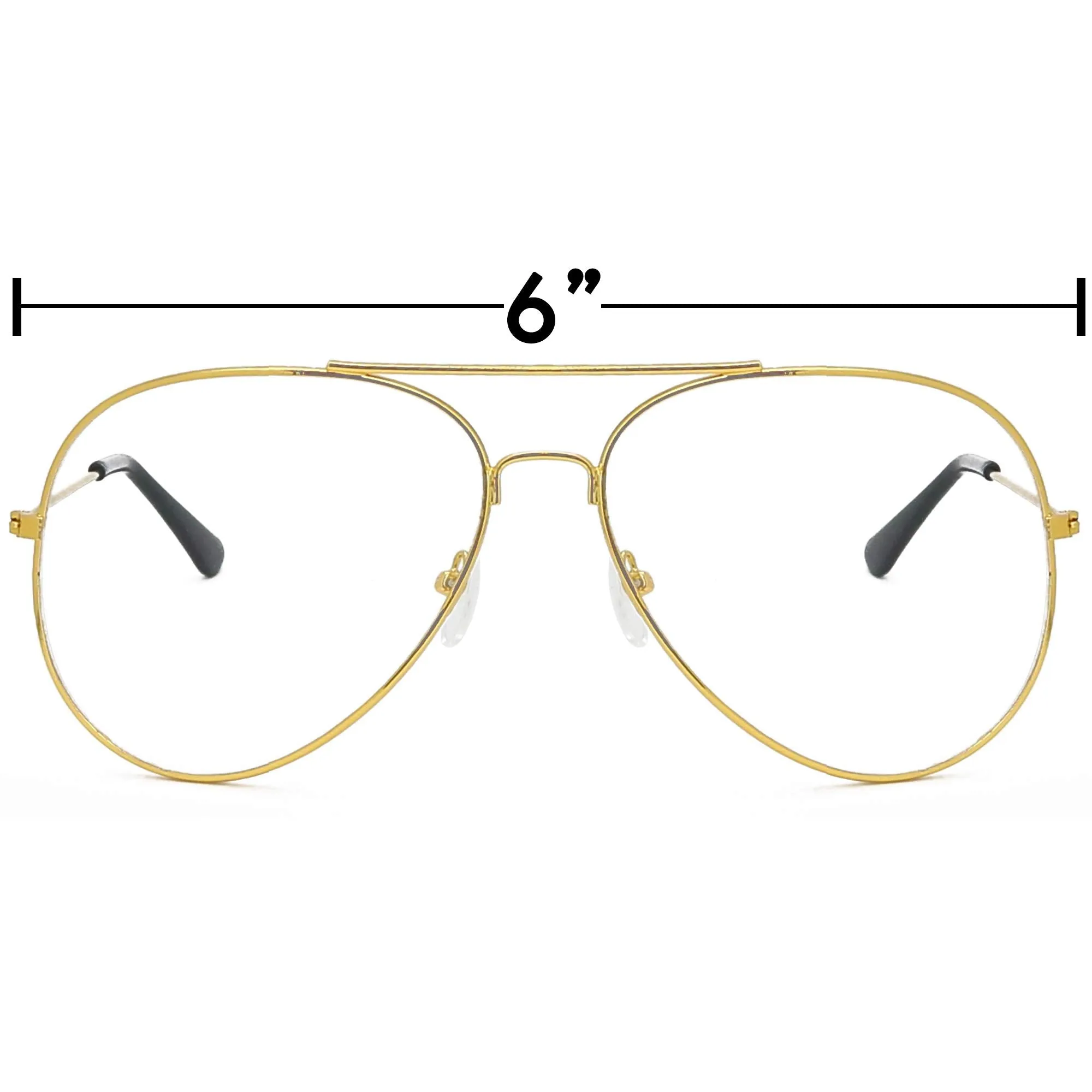 Clear Lens Costume Glasses - 70's Style Aviator Gold Wire Rimmed Clear Sunglasses for Adults and Kids