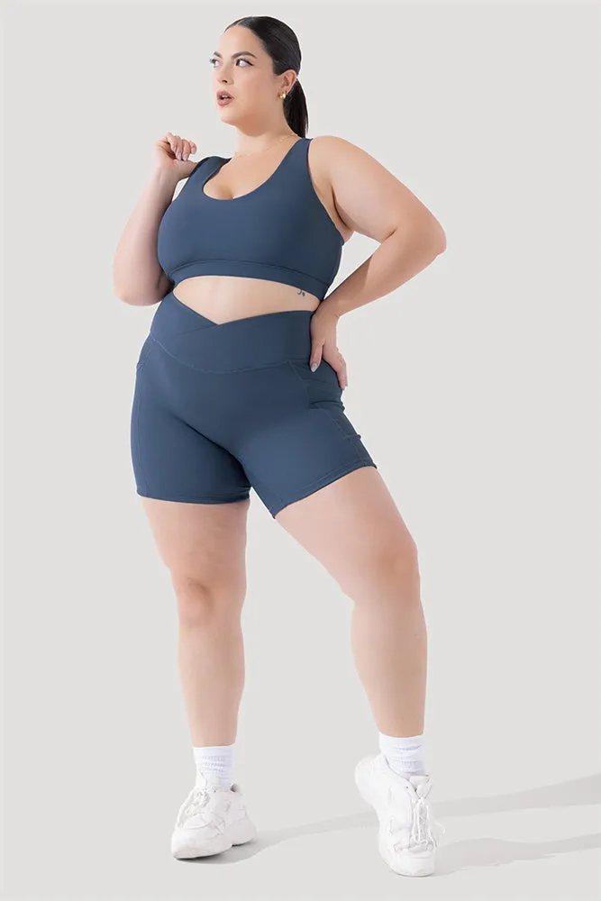 Crisscross Hourglass® Midi Shorts with Pockets (Ribbed) - Dark Navy