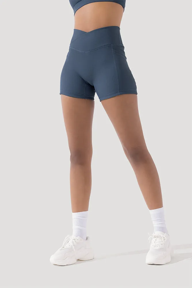 Crisscross Hourglass® Midi Shorts with Pockets (Ribbed) - Dark Navy