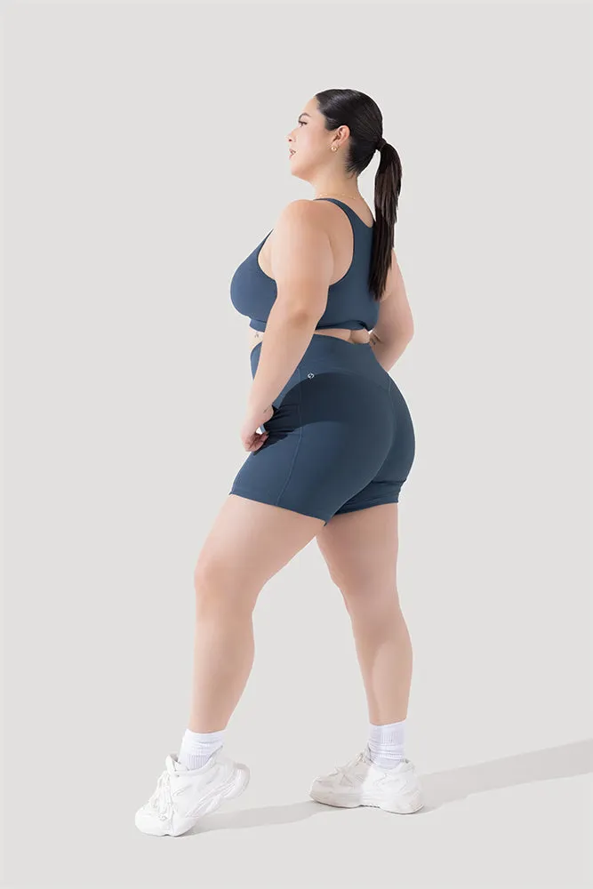 Crisscross Hourglass® Midi Shorts with Pockets (Ribbed) - Dark Navy