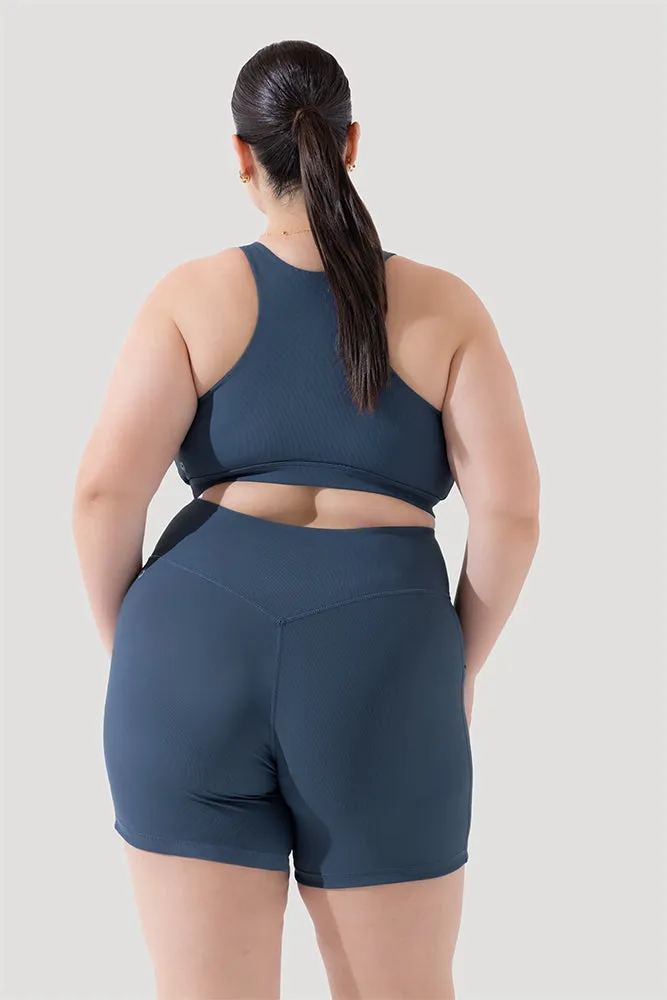 Crisscross Hourglass® Midi Shorts with Pockets (Ribbed) - Dark Navy