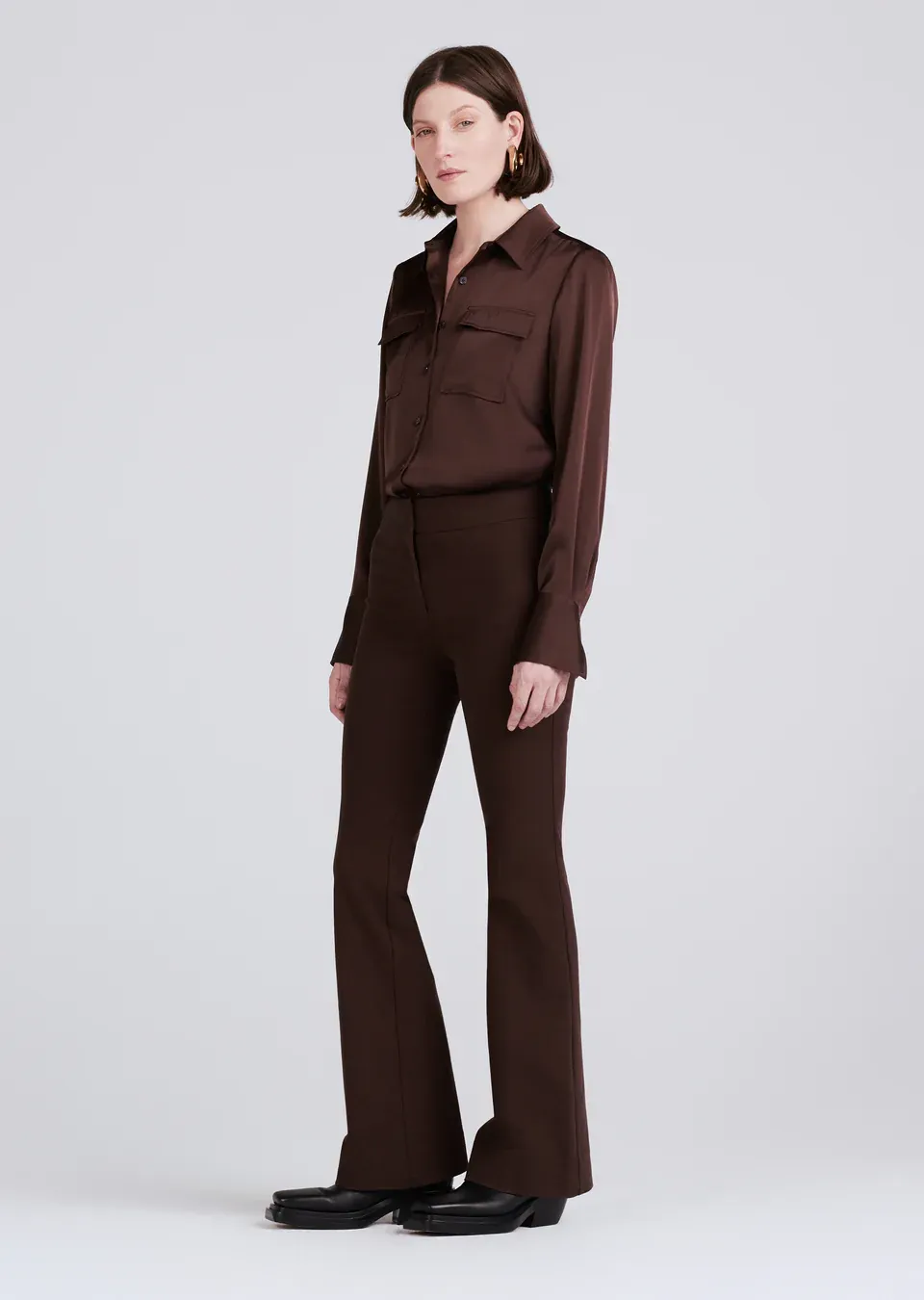 Derek Lam 10 Crosby - Crosby Flare Trouser in Chocolate