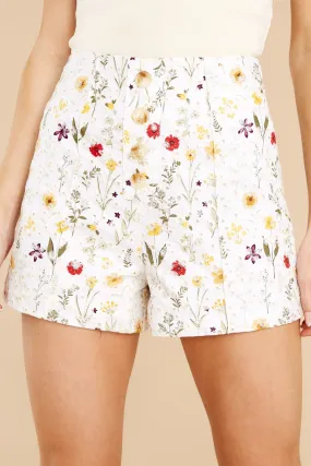 Everything And More White Multi Floral Shorts