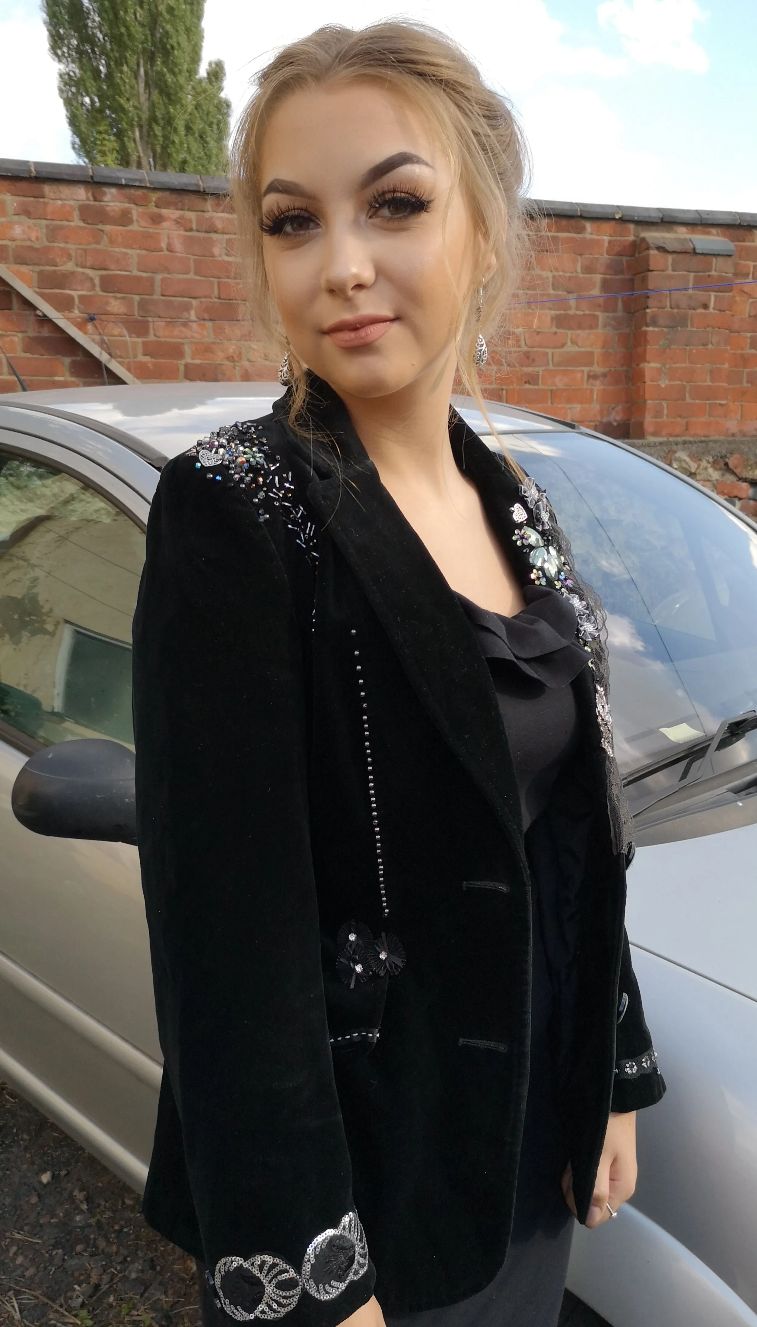 Gorgeous boho, black velvet, upcycled, blinged festival jacket. alternative styling size 10