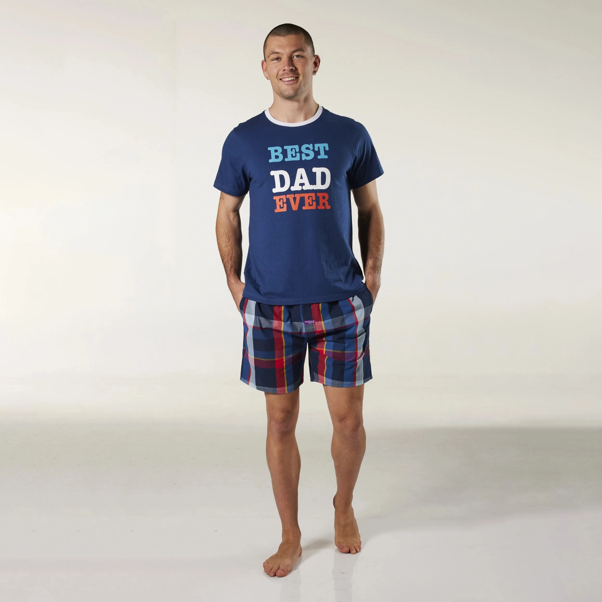 Men's Best Dad Ever Crew Neck Cotton Sleep Tee - Denim