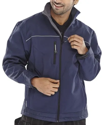 Mens Softshell Work Jacket Water Resistant Breathable Beeswift Ssj