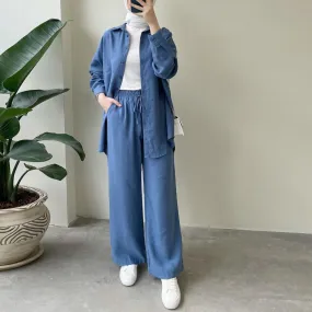 MS046 Long Sleeve Shirt and Loose Pants Casual Suit