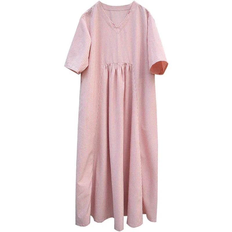 Pink Loose Dress Summer Maxi Women Linen Bridemaid Dresses Z97305