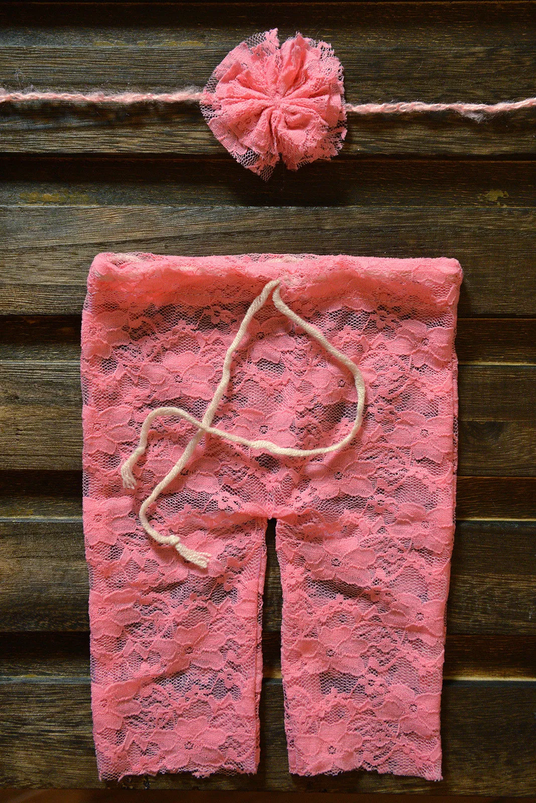 SET Lace Pants and Headband - Pink