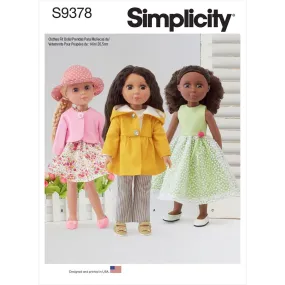 Simplicity Sewing Pattern S9378 14" Doll Clothes