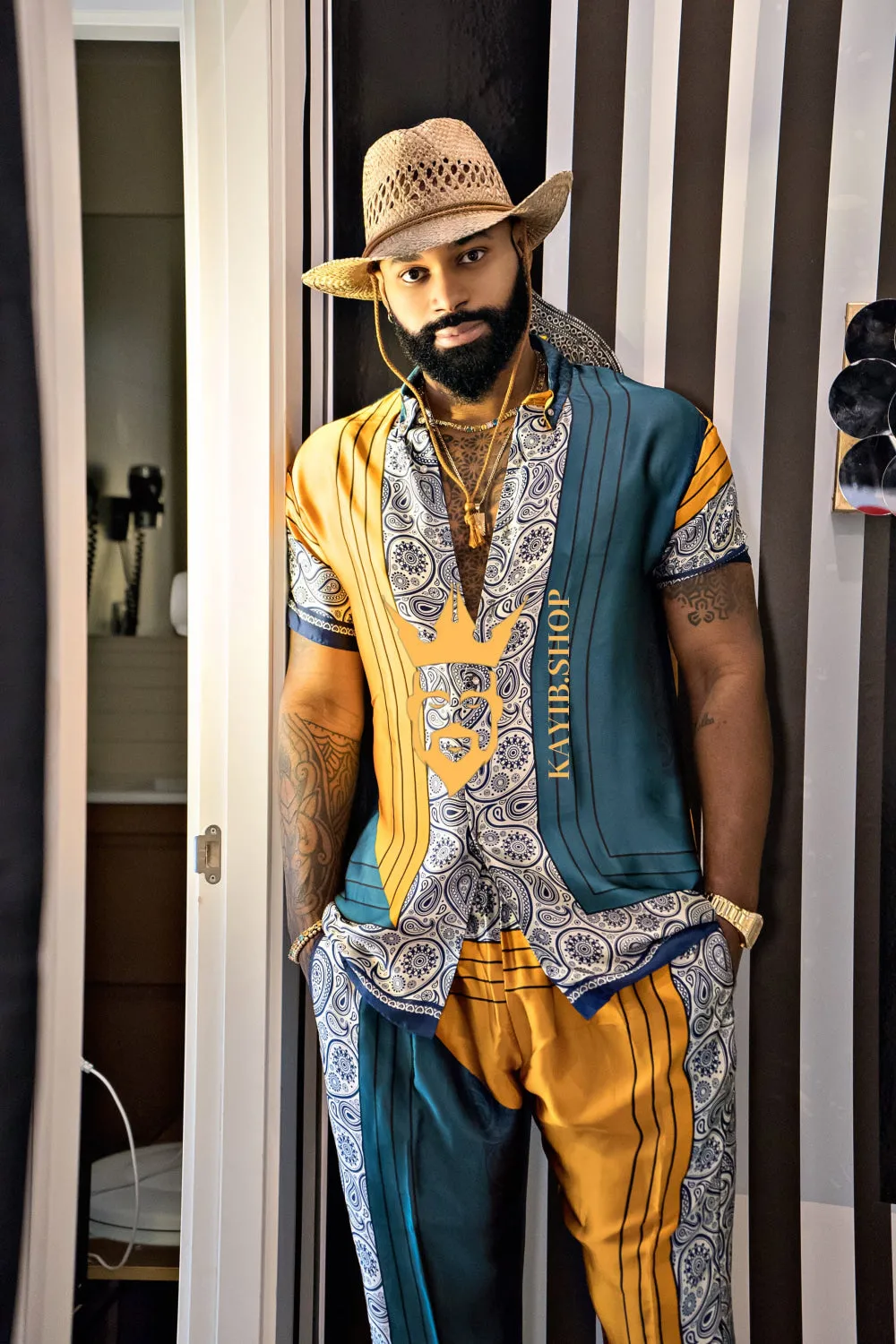 Summer Ready: Men's Silk Shirt and Pant Set