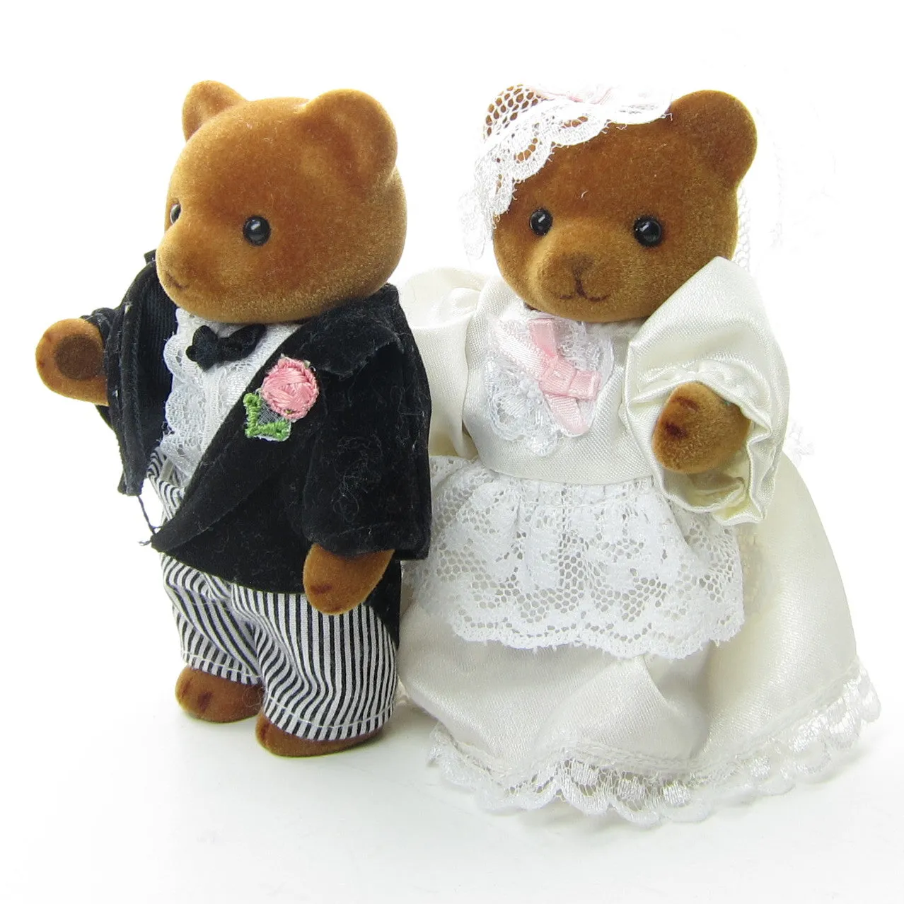 Teddy & Tammy Flocked Bride & Groom Wedding Couple Bears from Teddy Bear Story