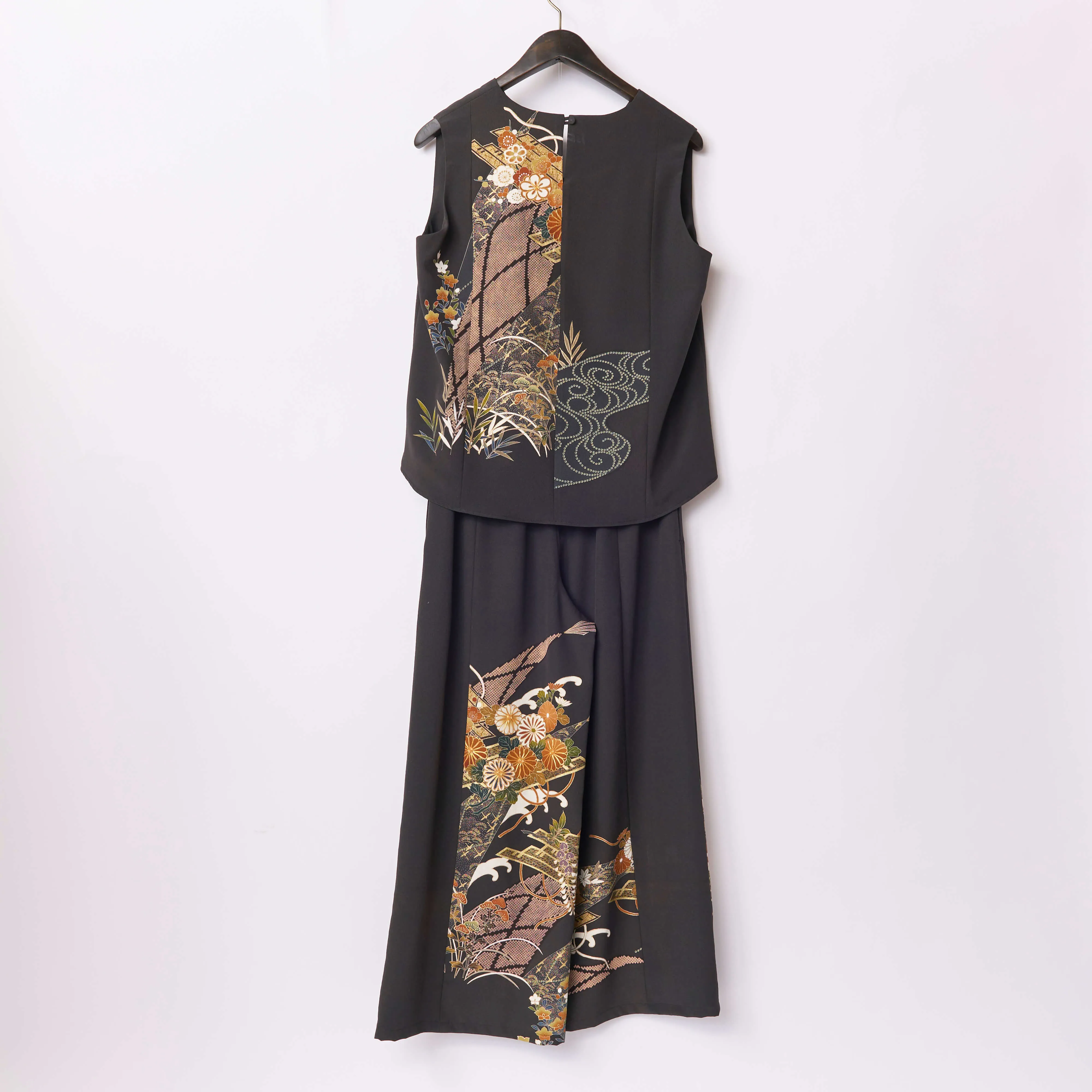 Tsumugi | Vintage Silk Kimono Two Piece | TP1 - Black
