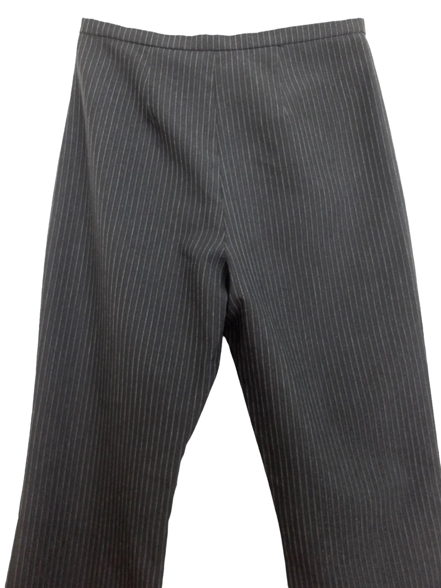 Vintage 90s Y2K Preppy Formal Going-Out Clubwear High Rise Black Pinstripe Straight Leg Trouser Dress Pants | 28 Inch Waist