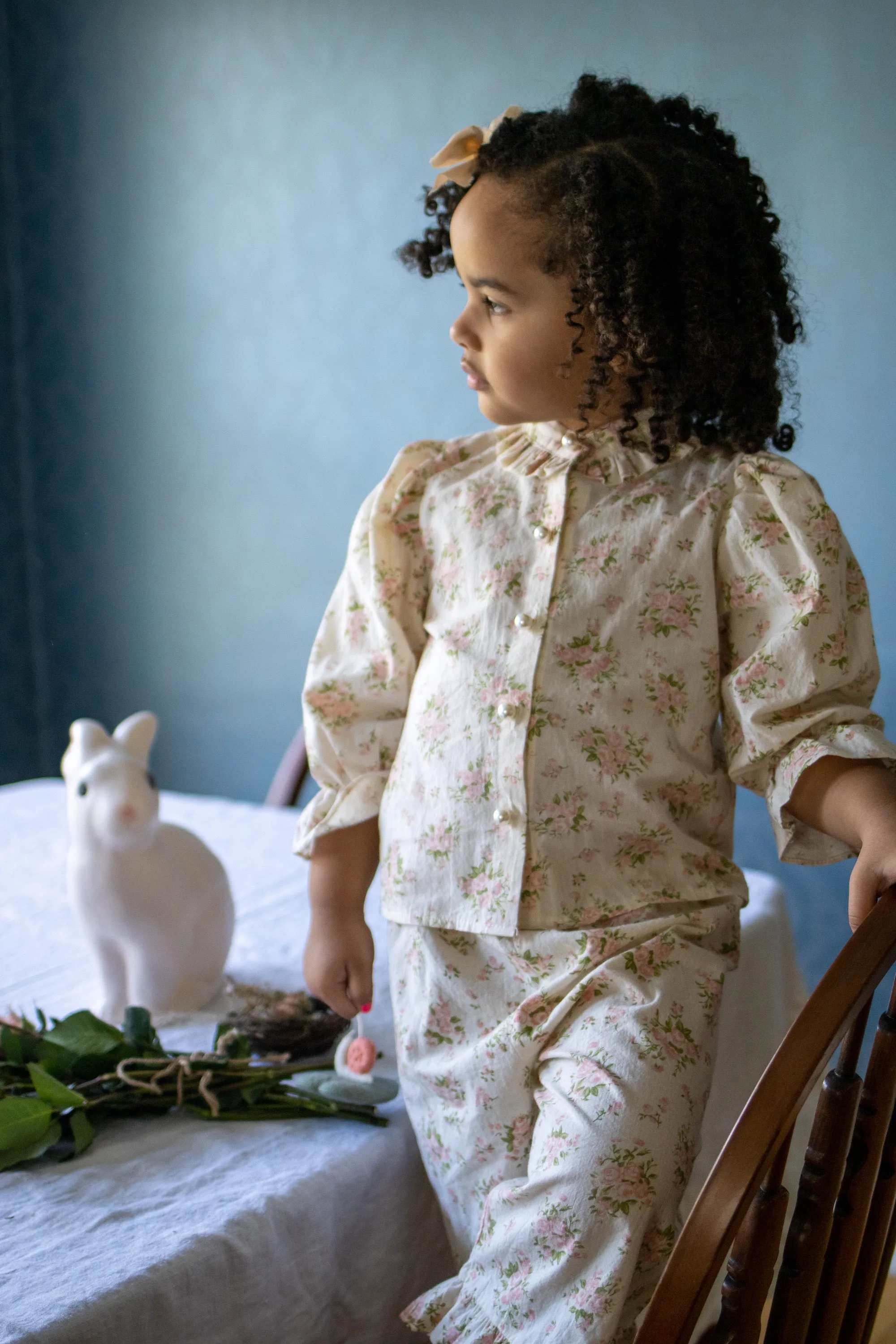 Vintage Floral Blouse & Pants Set