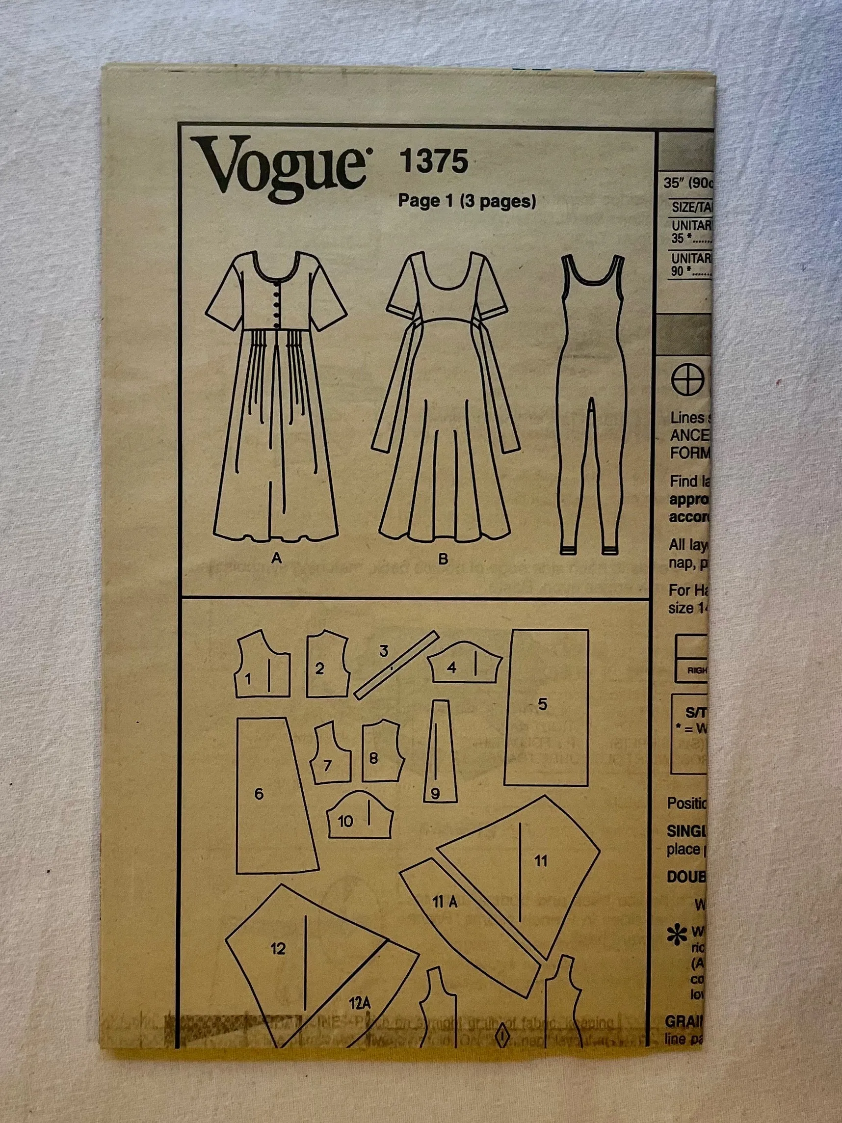Vogue DKNY 1375 UNCUT Adult Dress and Unitard Sizes 6-10