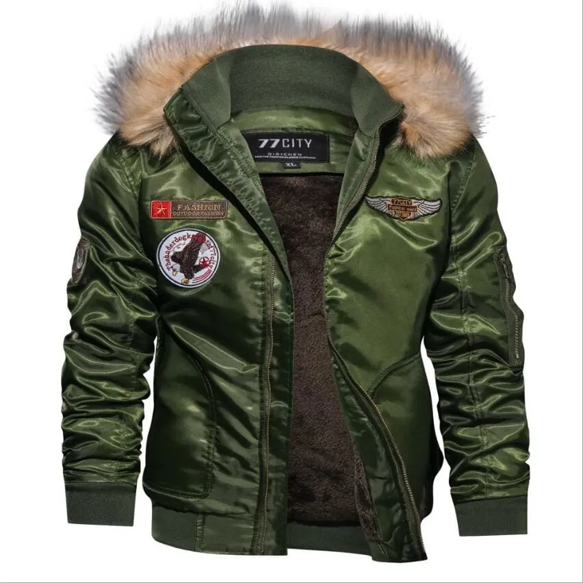 Warm Wool Liner Parkas Hoodie Winter Military Bomber Men Jacket