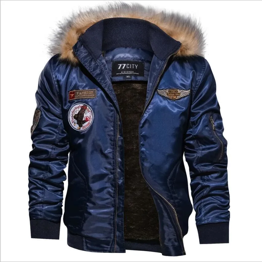 Warm Wool Liner Parkas Hoodie Winter Military Bomber Men Jacket