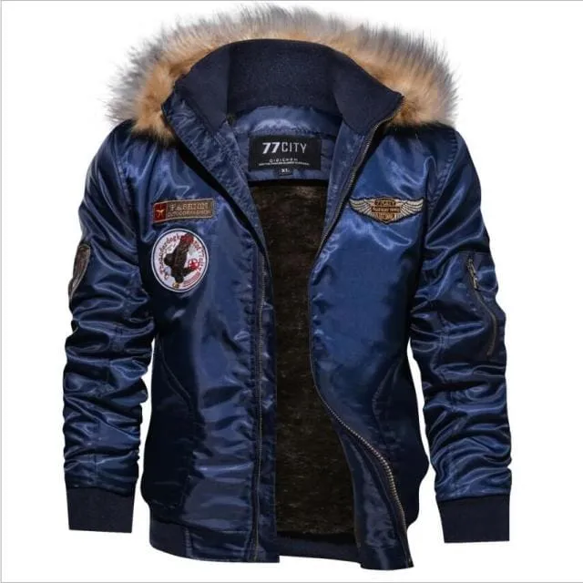 Warm Wool Liner Parkas Hoodie Winter Military Bomber Men Jacket