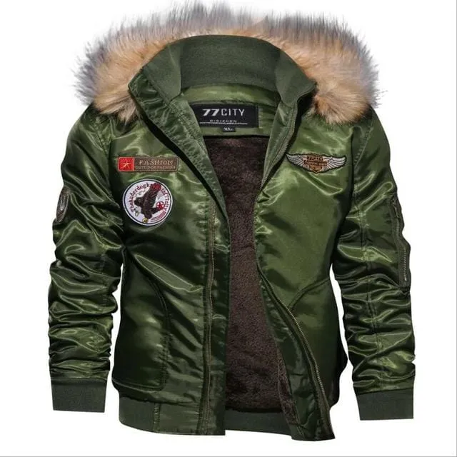 Warm Wool Liner Parkas Hoodie Winter Military Bomber Men Jacket