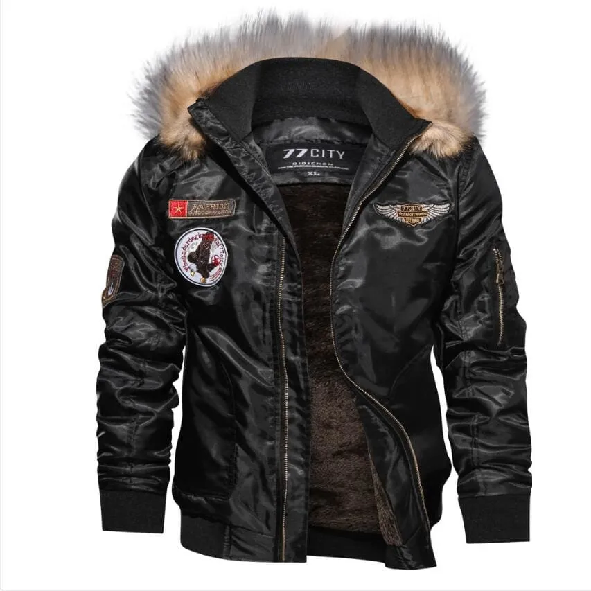 Warm Wool Liner Parkas Hoodie Winter Military Bomber Men Jacket