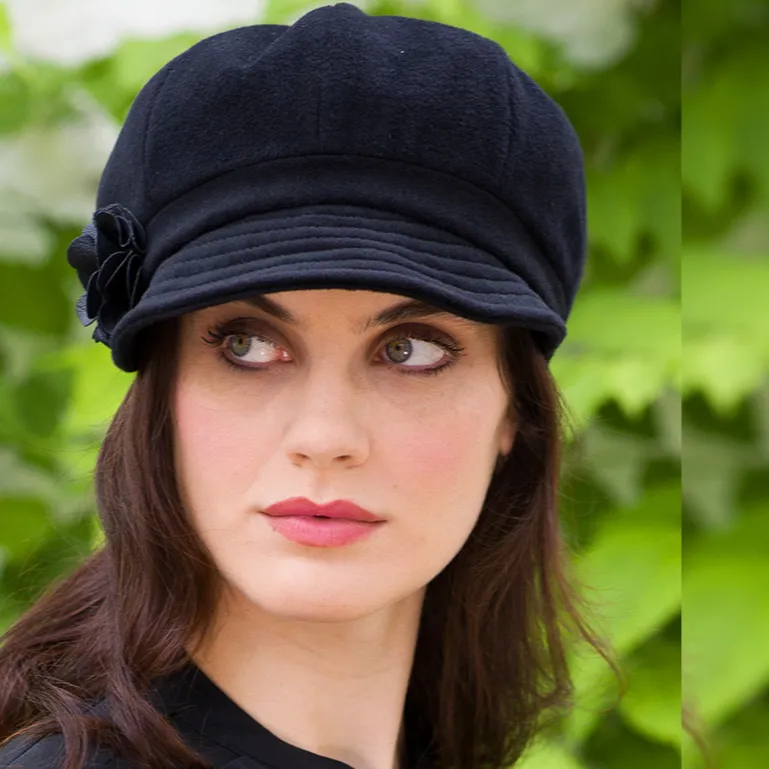Women's Black Tweed Newsboy Cap Made in Ireland
